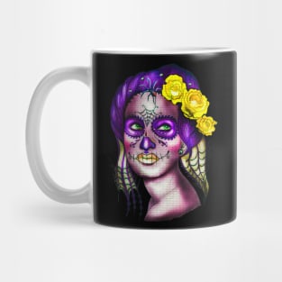 Dia De Los Muertos Skull Girl with Roses Mug